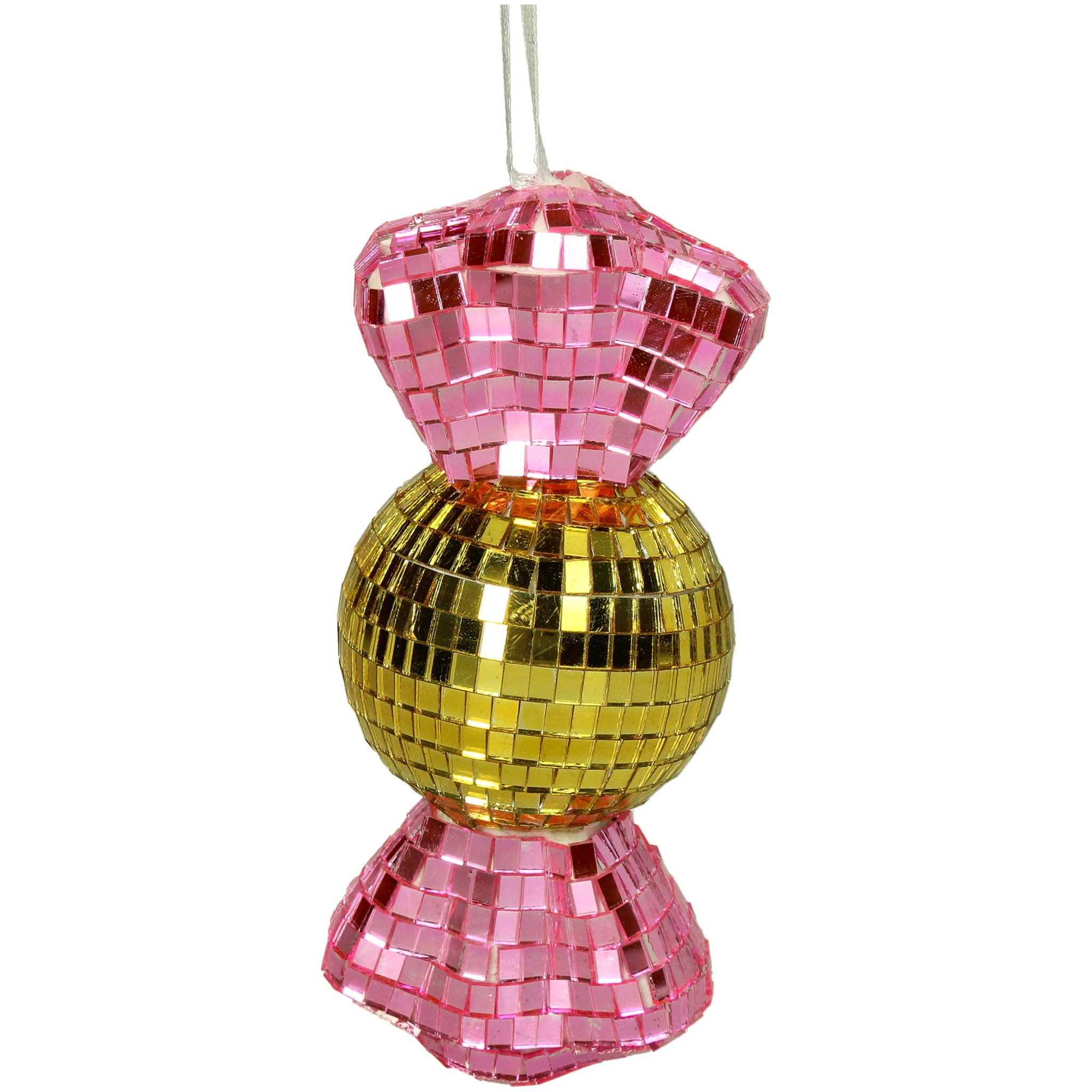 HD Collection Christbaumschmuck, Christbaumschmuck Glas 16cm Bonbon Figur Gold / Rosa