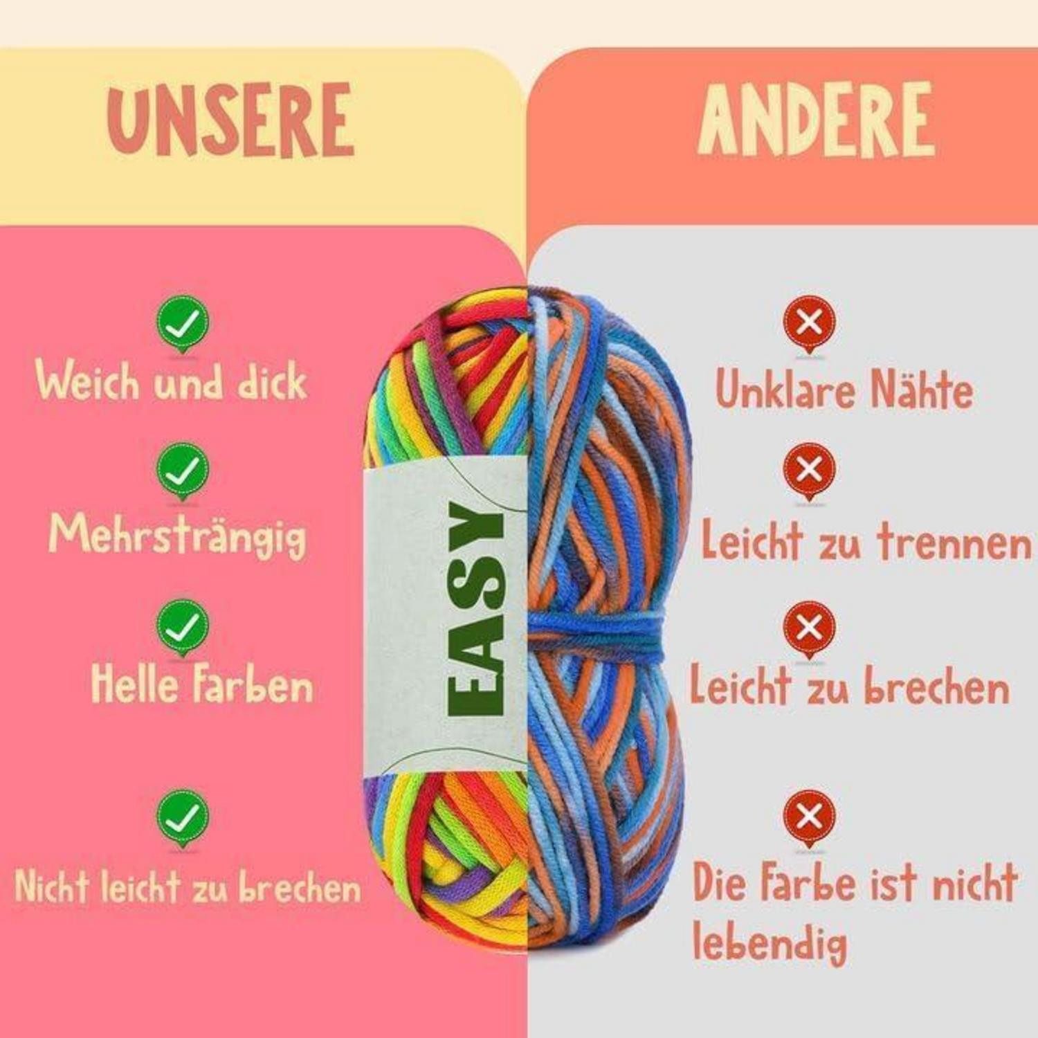 LuxusKollektion Häkelnadeln 1 Pack Regenbogen Häkelgarn Anfänger Set mit Zubehör