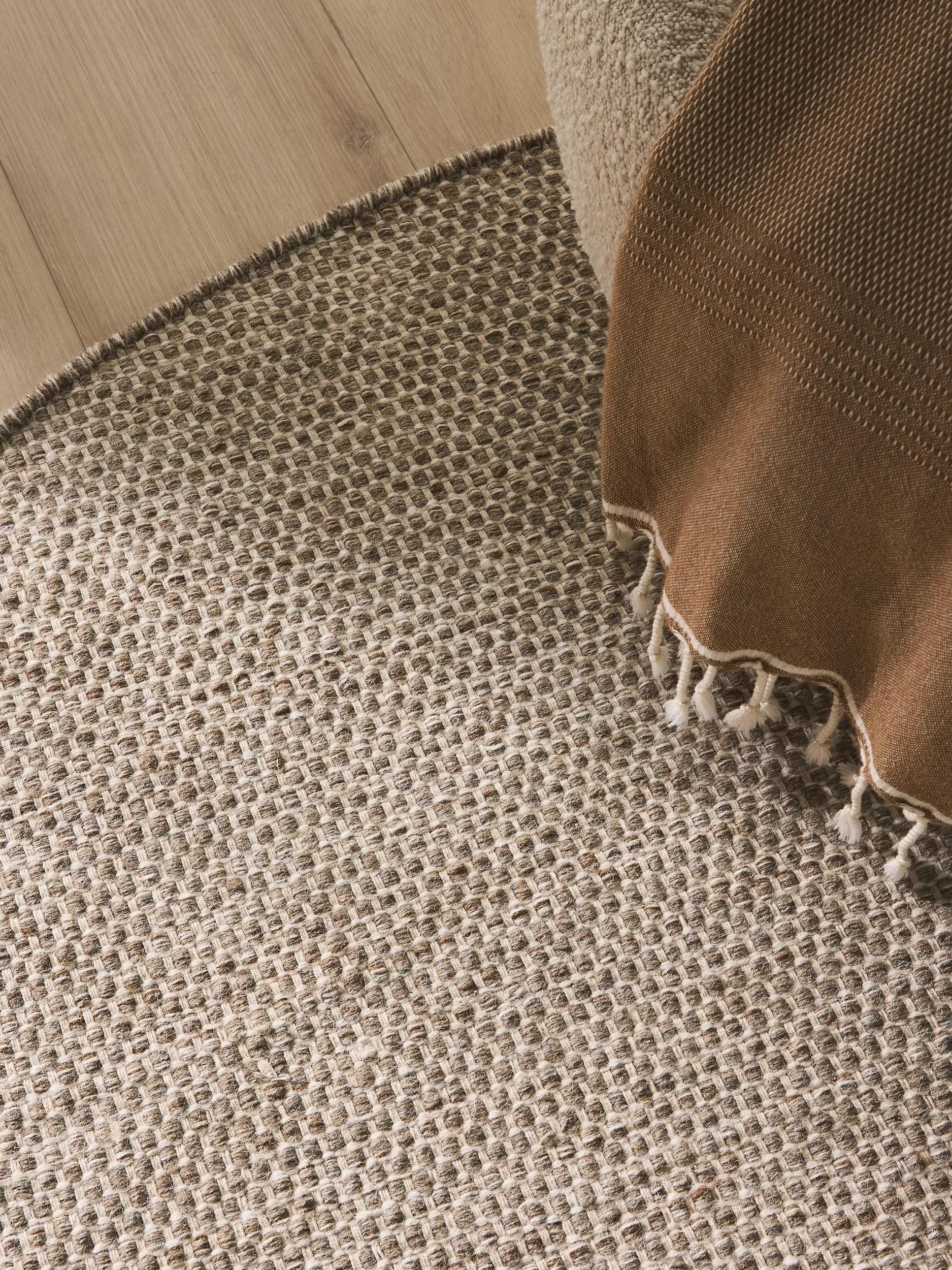 benuta Wollteppich Rocco, rund, Höhe: 5 mm, Teppich Wohnzimmer, Schlafzimmer, Esszimmer, Flur, Kunstfaser, Cozy