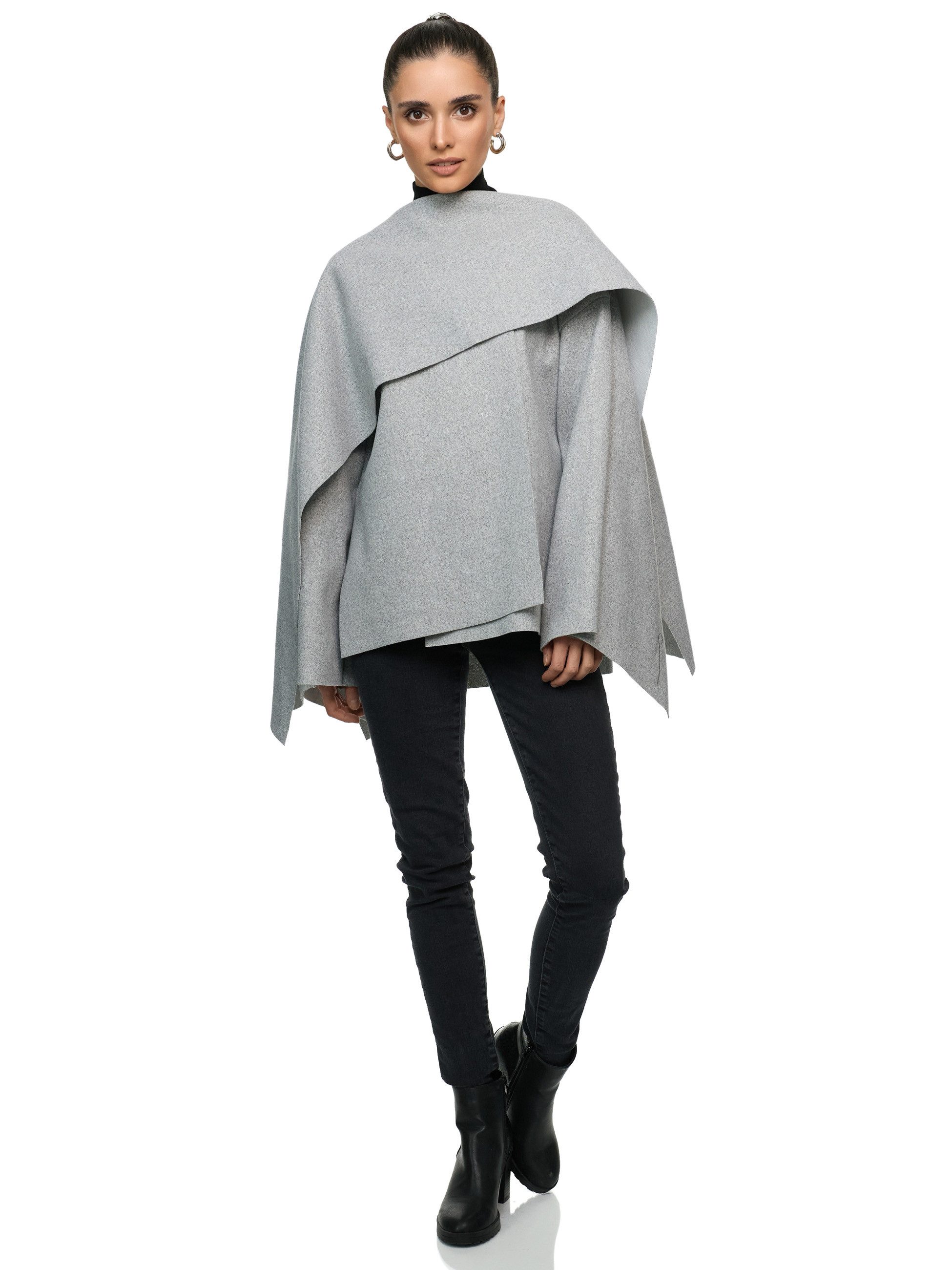 Worldclassca Poncho Worldclassca Poncho Crop Jacke Elegant Umhang Oberteil Übergangsjacke Neue Kollektion - Stilvolle und gemütliche Mode für Damen