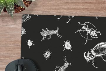 MuchoWow Gaming Mauspad Muster - Insekten - Schwarz und Weiß (1-St), Mousepad mit Rutschfester Unterseite, Gaming, 40x40 cm, XXL, Großes