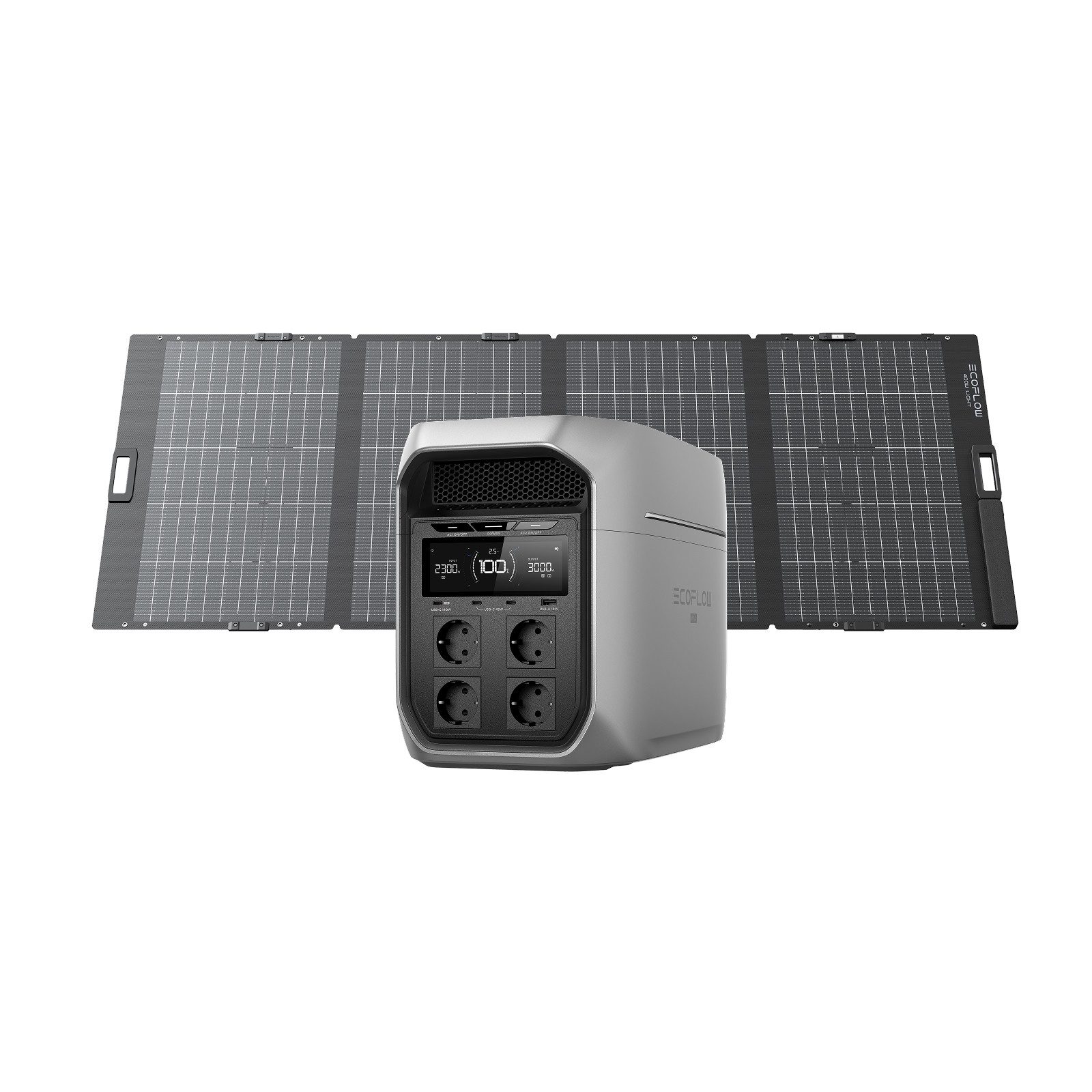 Ecoflow ECOFLOW Delta 3 Max Plus tragbare Powerstation 2 048 Wh Powerstation 3 000 W AC-Ausgang 0–80% Ladung in 47 Min, erweiterbar auf 10 kWh, LiFePO4 Batterie, 10 ms USV-Backup