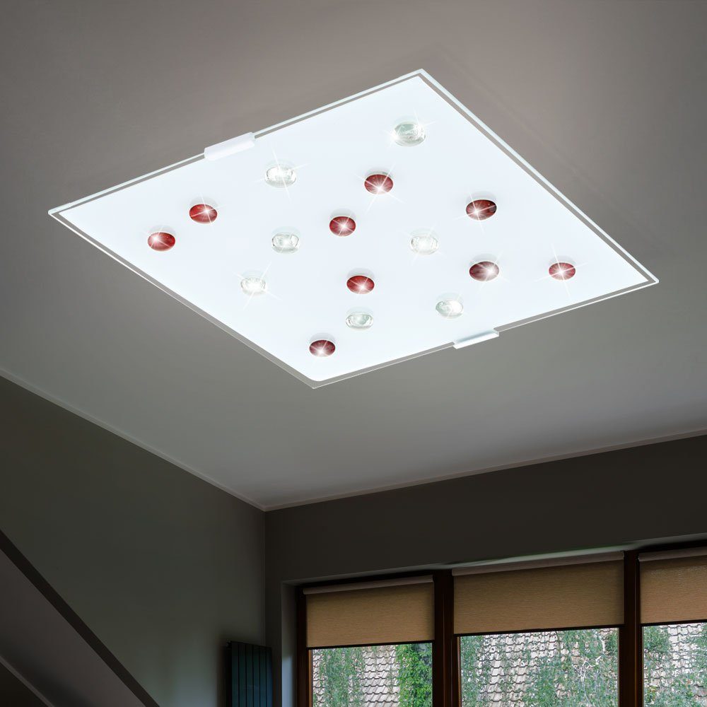 LED etc-shop Deckenleuchte LED-Leuchtmittel Warmweiß, fest verbaut, Wohnzimmerleuchte Deckenleuchte, LED Glas