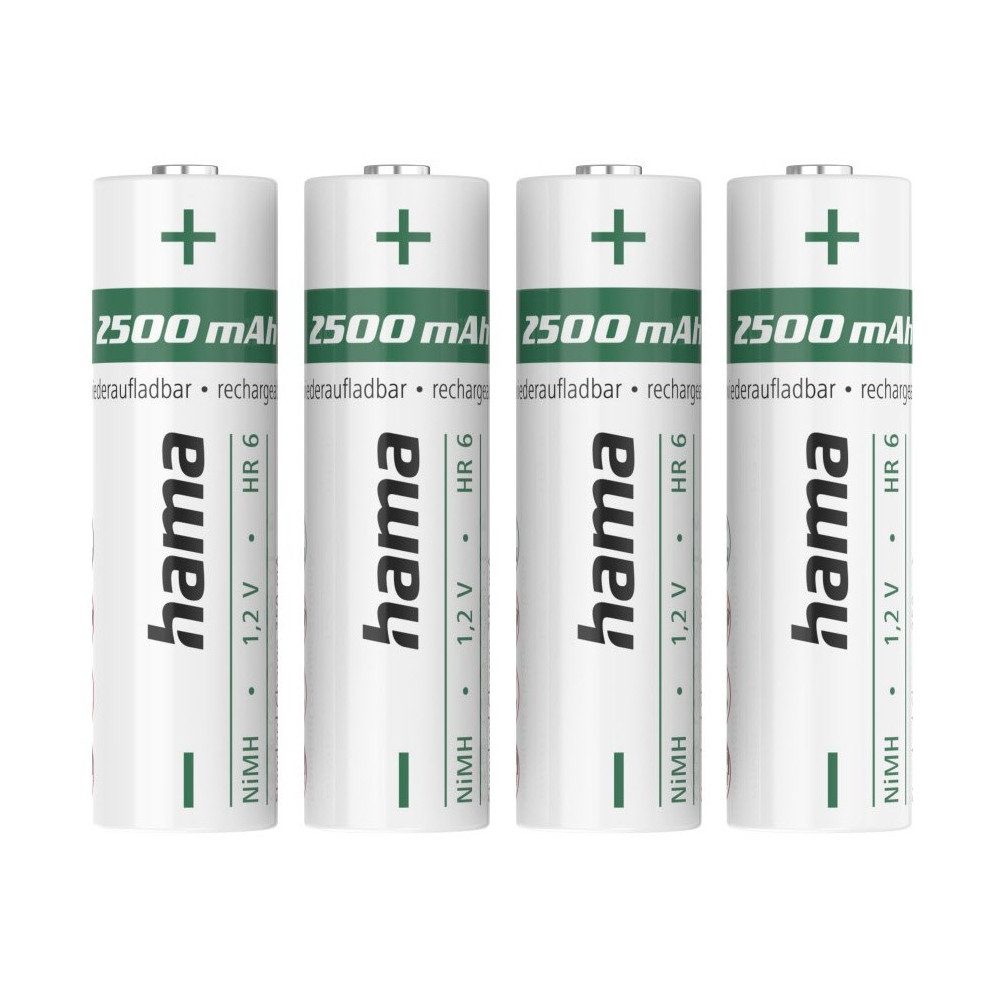 Hama Hama NiMH AA Akku 2500mAh 4er Pack für Mignon Akku Hama NiMH AA Akku (2.500mAh) 4er, Hohe Kapazität von 2500 mAh