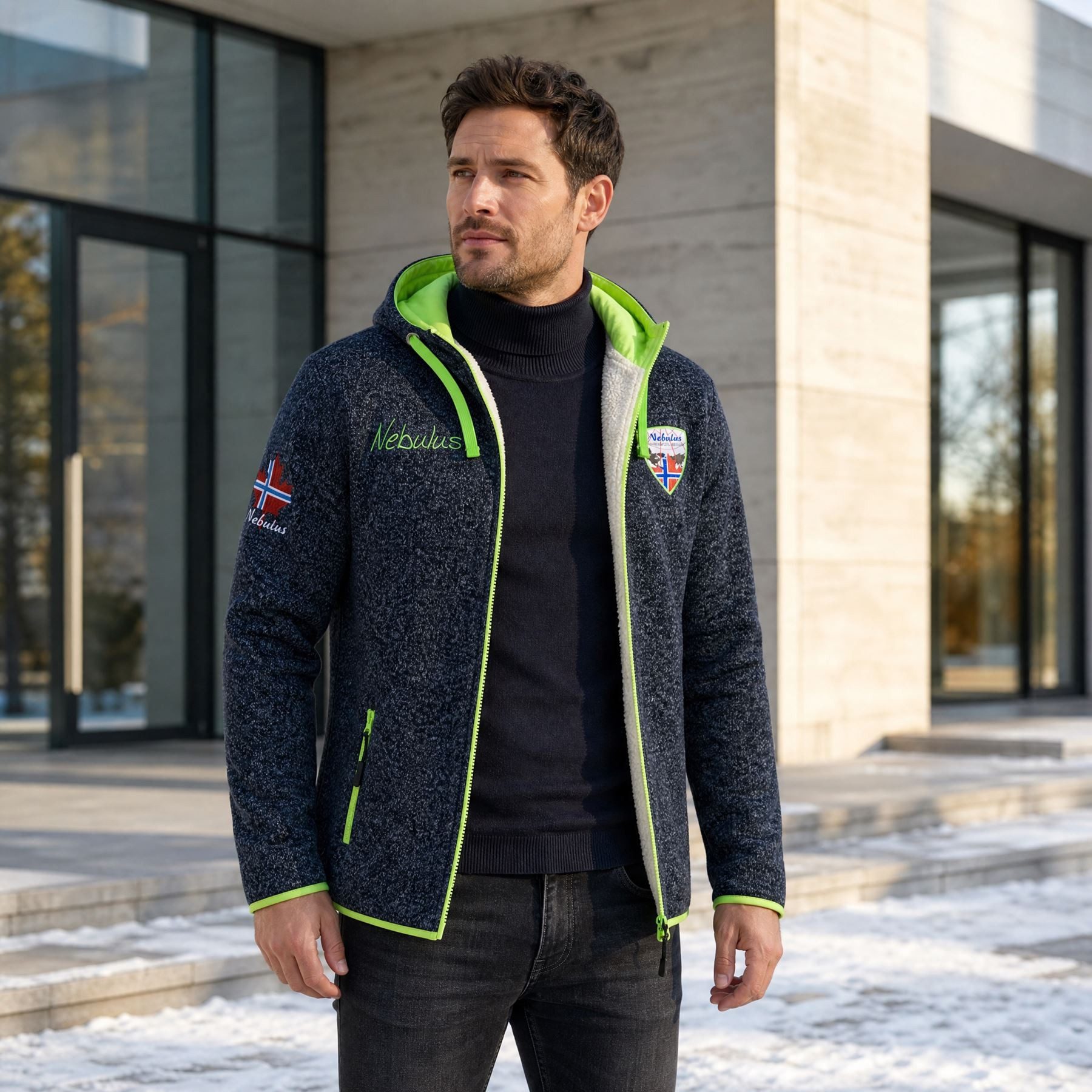 Nebulus Fleecejacke VLADIMIR, P4656 - Herren, navi-lime, S