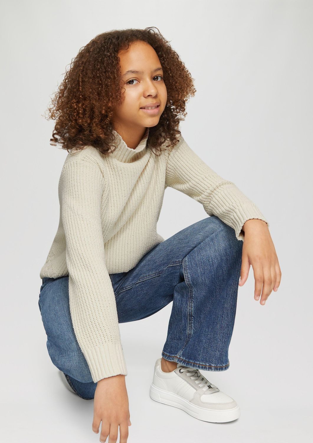 s.Oliver Strickpullover Casual (1-tlg) Strick, Muster, Stehkragen, Boxy-Schnitt