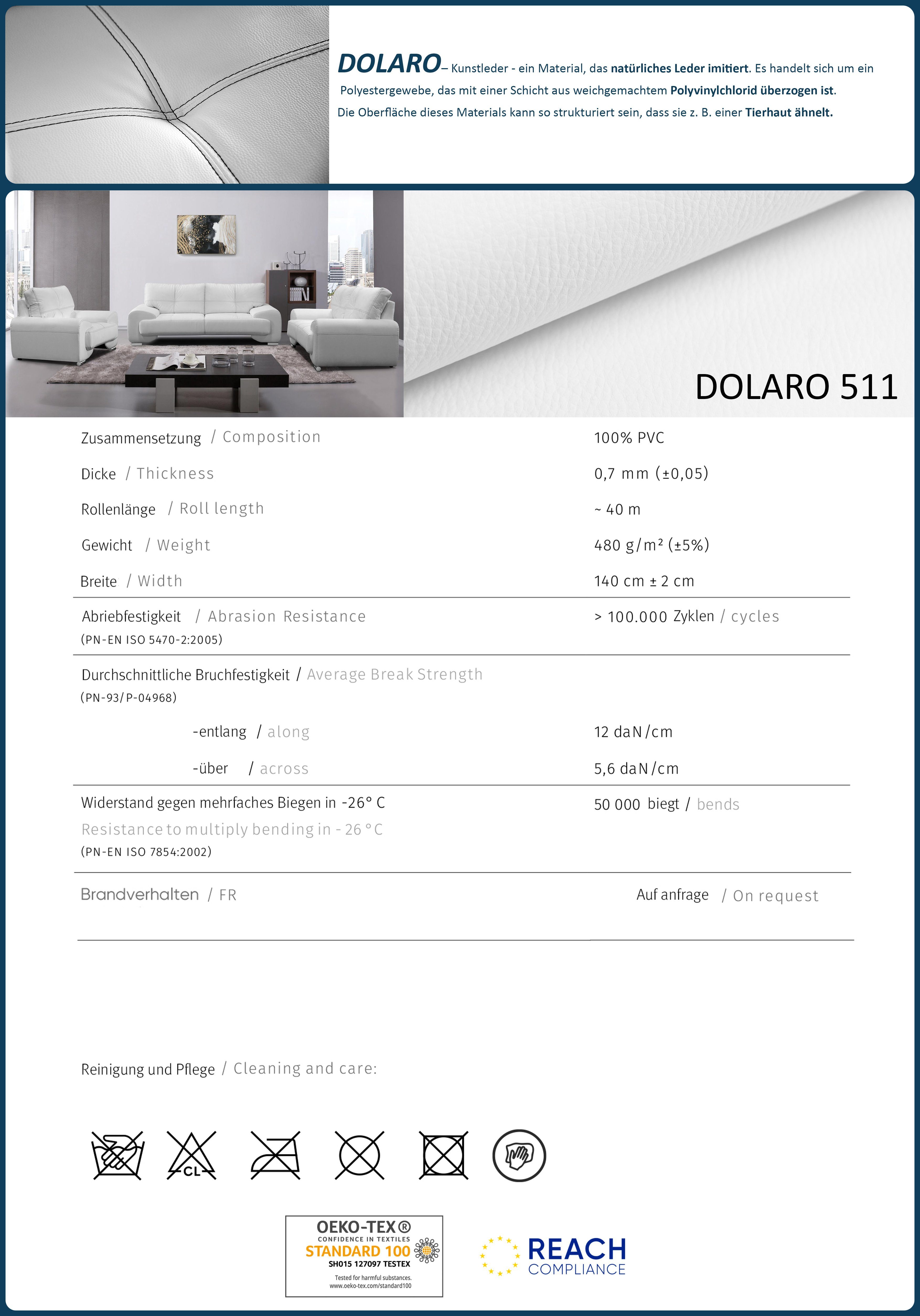2-Sitzer Zweisitzer Weiß OMEGA Sofa Beautysofa 511) (dolaro Couch Neu