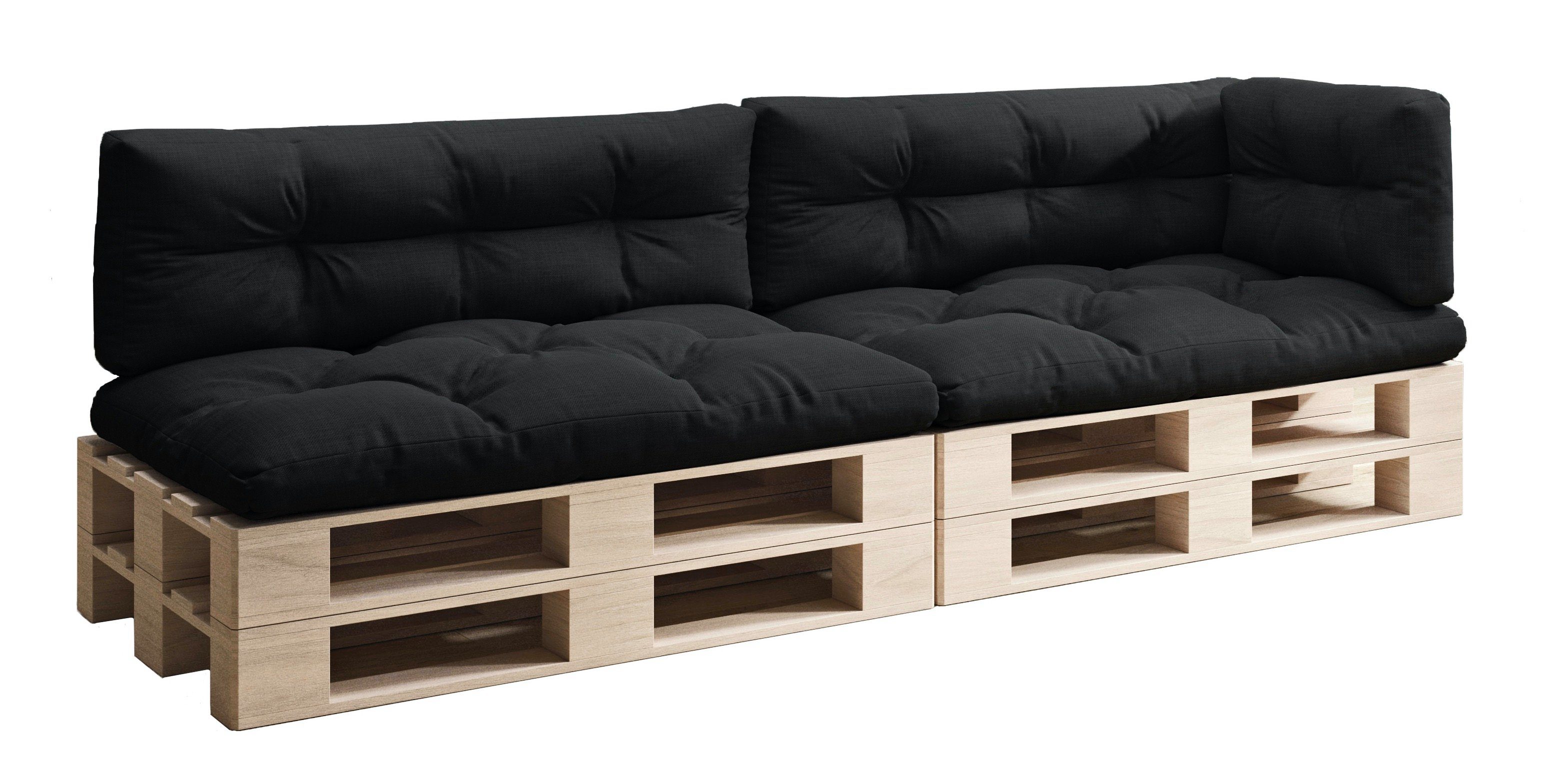 sunnypillow Palettenkissen 5er Set: 2x Sitzkissen + 2x Rückenkissen + 1x Seitenkissen, palettenmöbel palettencouch polsterauflage 120 x 80