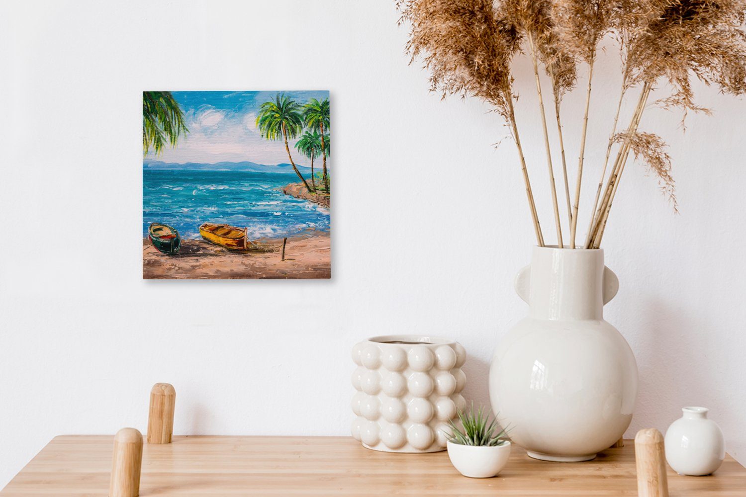OneMillionCanvasses® - - Boot, Schlafzimmer Öl (1 Strand Leinwand - Bilder für auf Wohnzimmer St), Gemälde Palme - Gemälde Leinwand