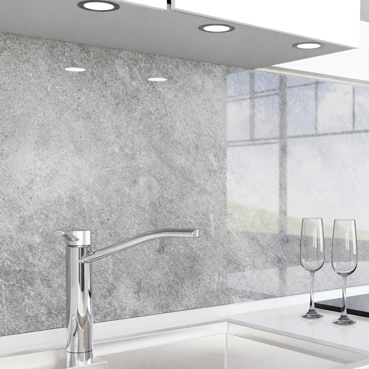 danario Küchenrückwand Folie selbstklebend, Glasoptik, Spritzschutz Küche, ablösbar - 0,8 mm