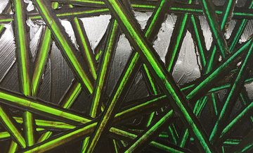 WandbilderXXL Gemälde Green Rumble 140 x 70 cm, Abstraktes Gemälde, handgemaltes Unikat