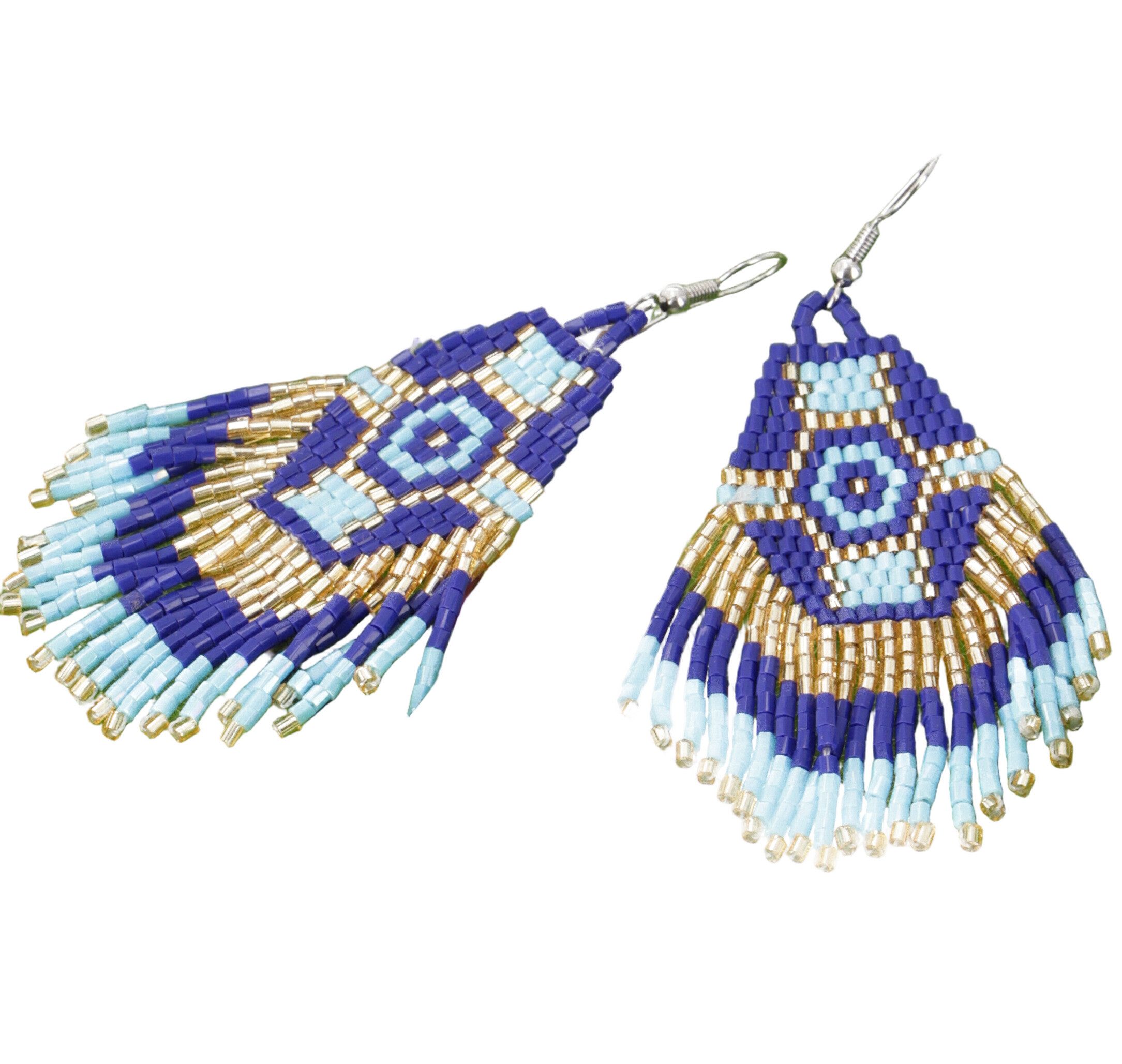 Guru-Shop Paar Ohrhänger Boho Ohrringe, Ethno Perlenohrringe - Modell 4