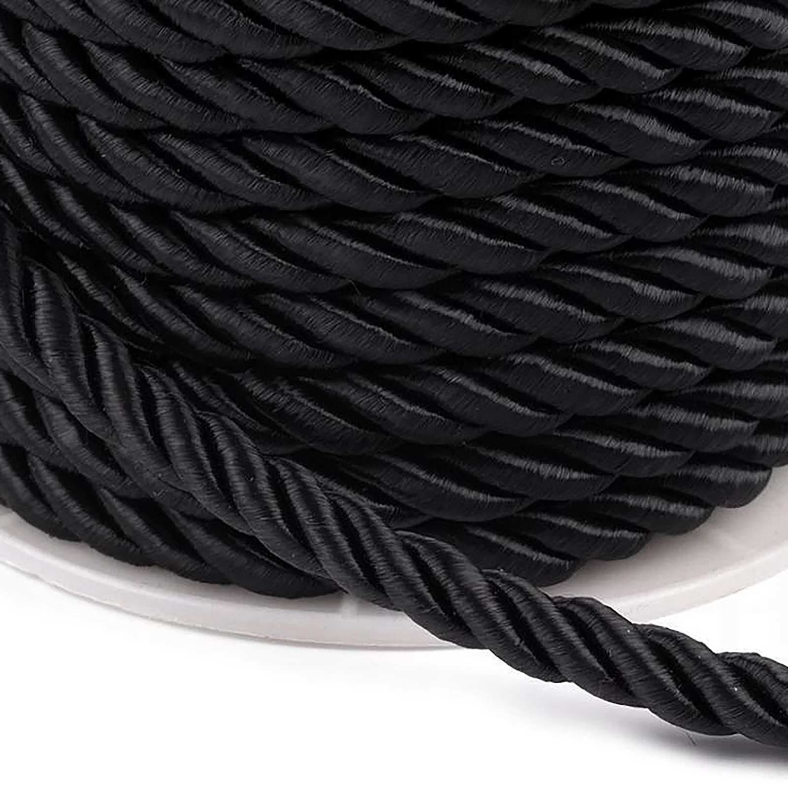 maDDma Seil Kordelschnur Atlaskordel 20 m ca. 7mm glänzend gedreht, schwarz