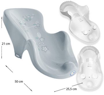 Tega-Baby Babybadewanne 3 Teile SET/TUCH – EULE Grau -- Badeset Baby Wanne 86 cm, (3 Teile-Set/Tuch Made in Europe), = BABYBADEWANNE + BABYBADESITZ + BADETUCH