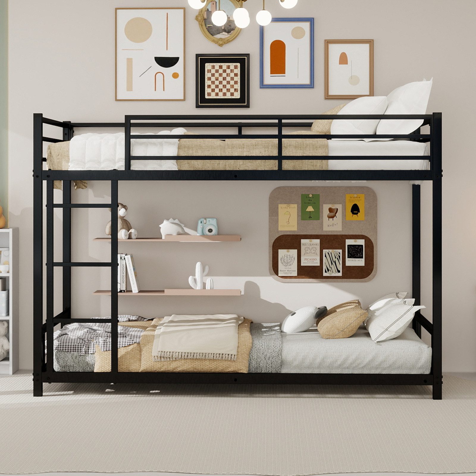 OYRREU Etagenbett Metall-Etagenbett Geeignete Matratzengröße: 90 x 190 cm