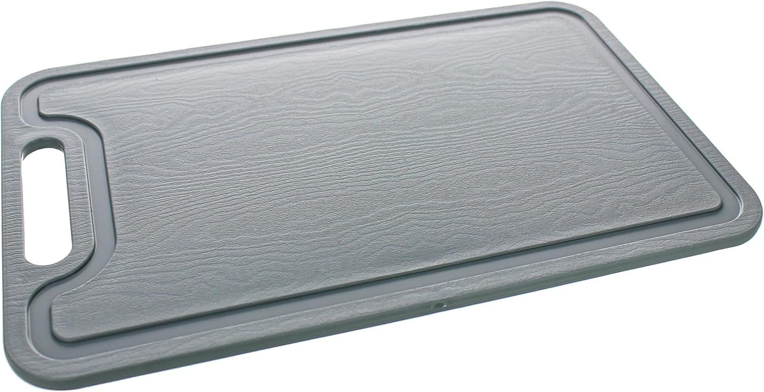 Centi Schneidebrett CUTLINA Schneidebrett-Set mit Saftrinne, Kunststoff, (2er-Set), – 25,5 × 17 × 1 cm – weiß & grau