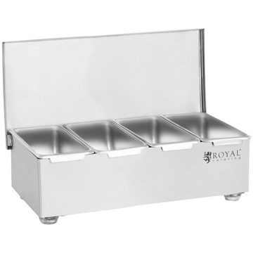 Royal Catering Aufbewahrungssystem Zutatenbehälter Edelstahl GN 1 4 Bar 4 Einsätze Zutatenbox Gastronomie