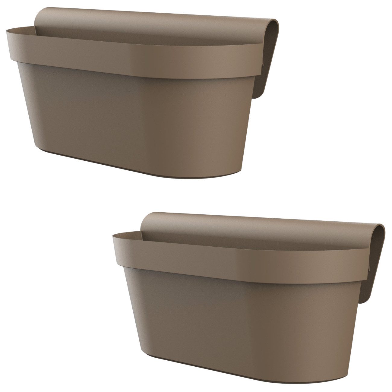 Engelland Balkonkasten Blumenkasten mit Wasserspeicher & Drainagesystem (Vorteils-Set, 2 St., Robust & Bruchfest), Blumentopf für Balkongeländer & Gartenzäune, Wetterfest, Kunststoff