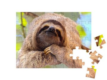 puzzleYOU Puzzle Zufriedenes Faultier, 48 Puzzleteile, puzzleYOU-Kollektionen Faultiere, Exotische Tiere & Trend-Tiere