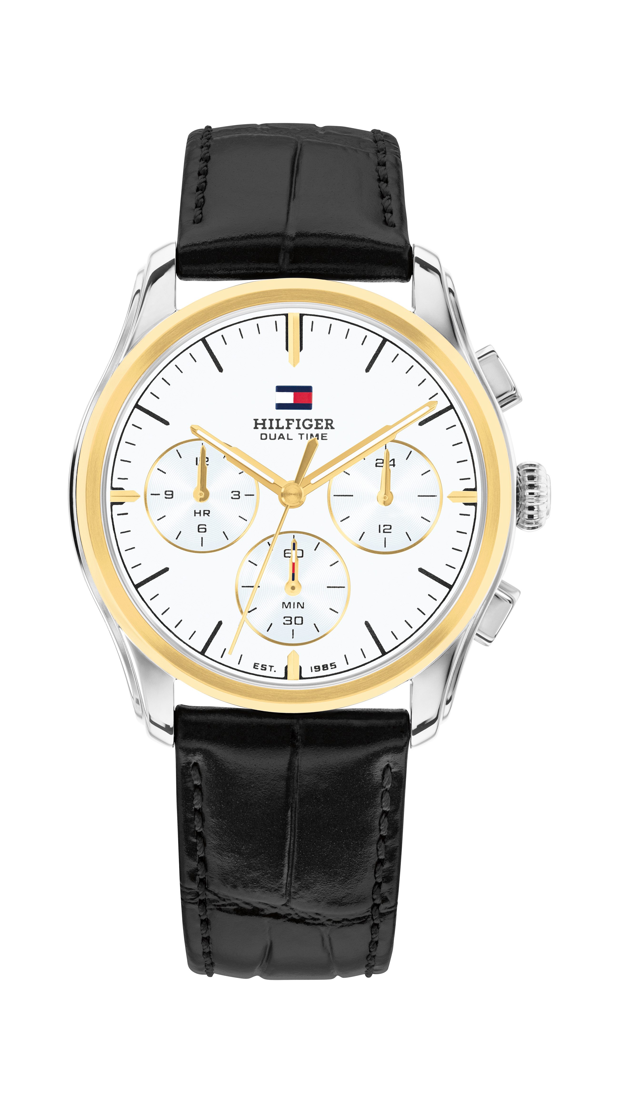 Tommy Hilfiger Multifunktionsuhr BRYANT 1710809, Quarzuhr, Armbanduhr, Damenuhr, Herrenuhr, Lederarmband, analog