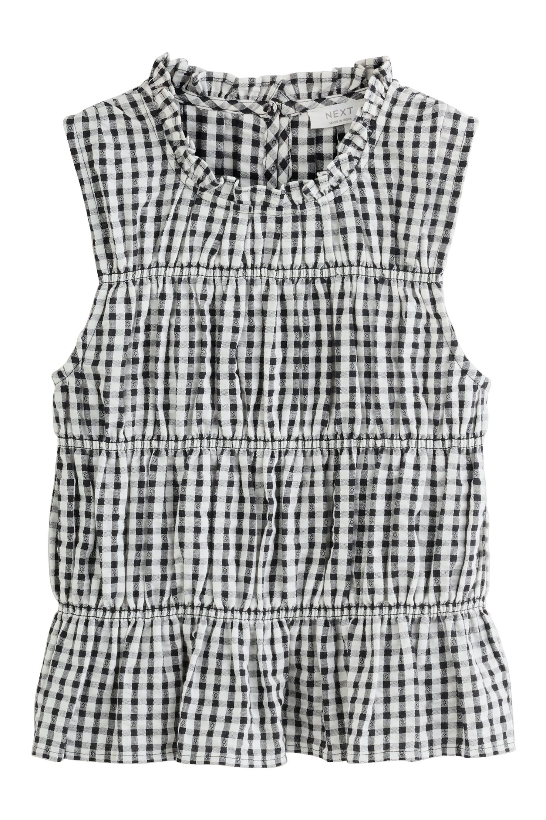 Rüschenbluse Gesmokte ärmellose Bluse