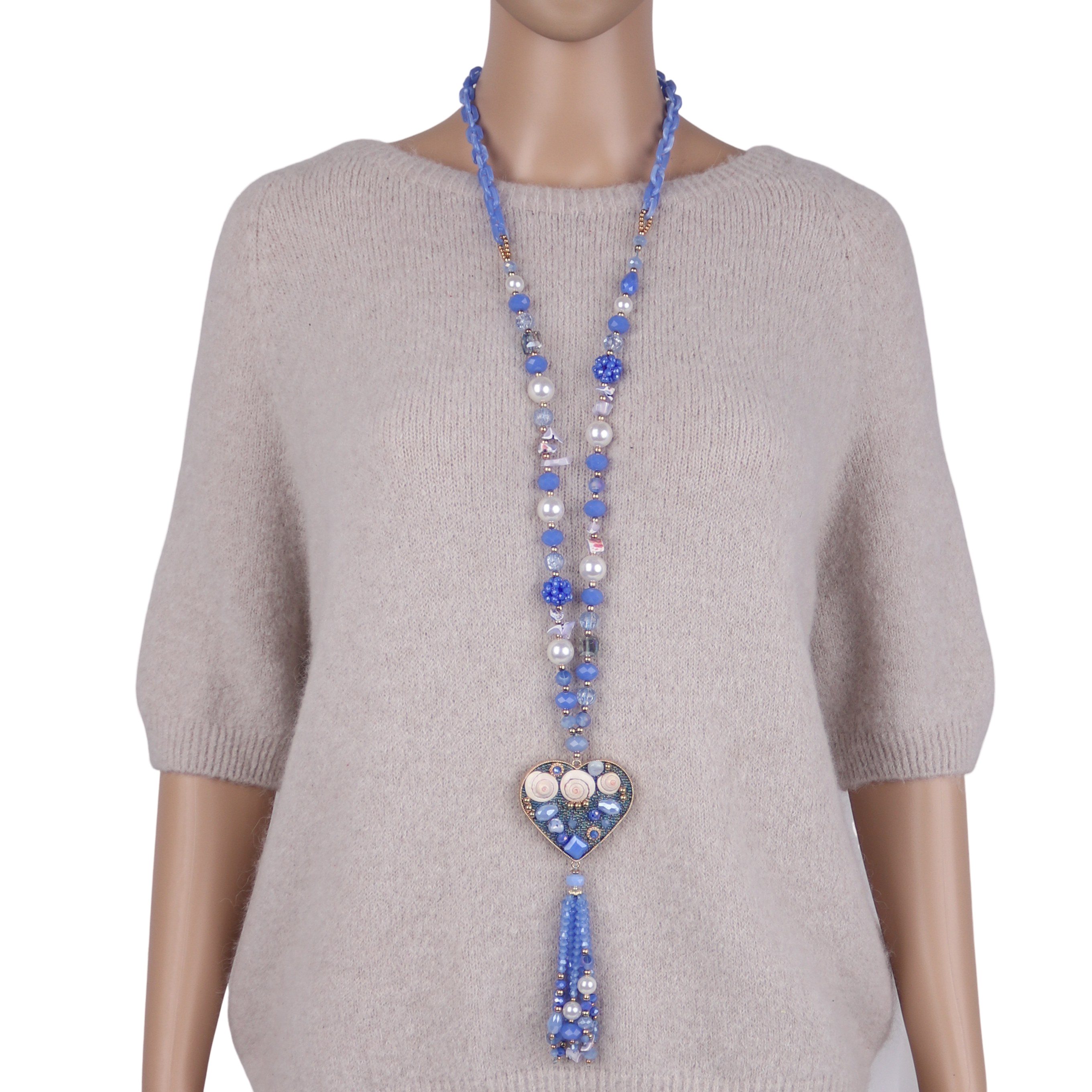 MIRROSI Lange Kette Damen Halskette mit elegantem Anhänger