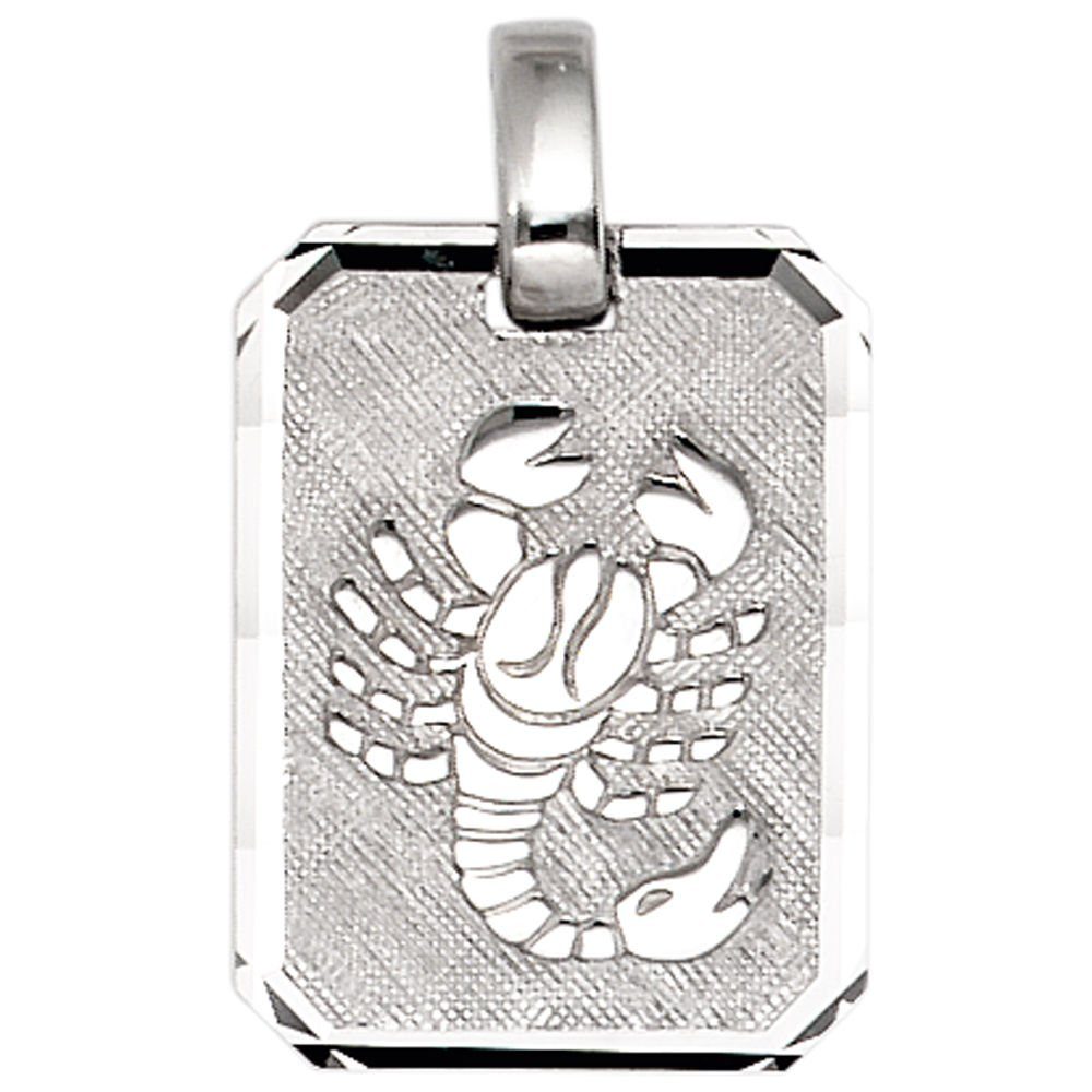 Schmuck Krone Kettenanhänger Anhänger Sternzeichen Skorpion aus 925 Silber teilmattiert Horoskop, Silber 925