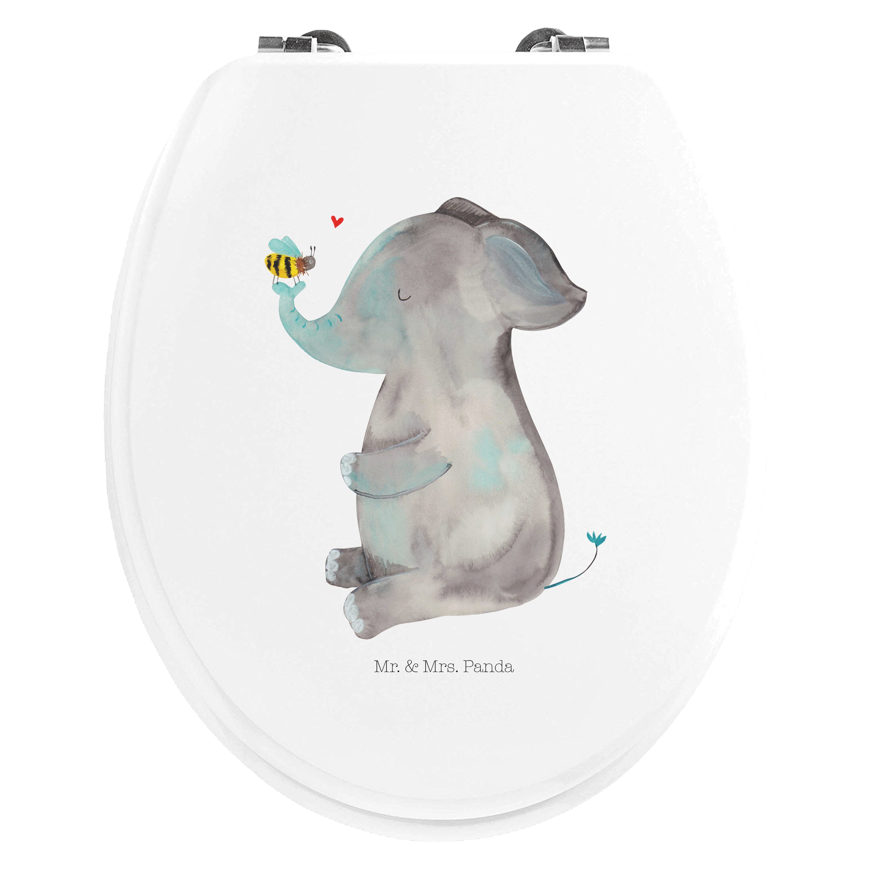 WC-Sitz Elefant Biene - Weiß - Geschenk, Klodeckel, Klobrille, Liebesspruch