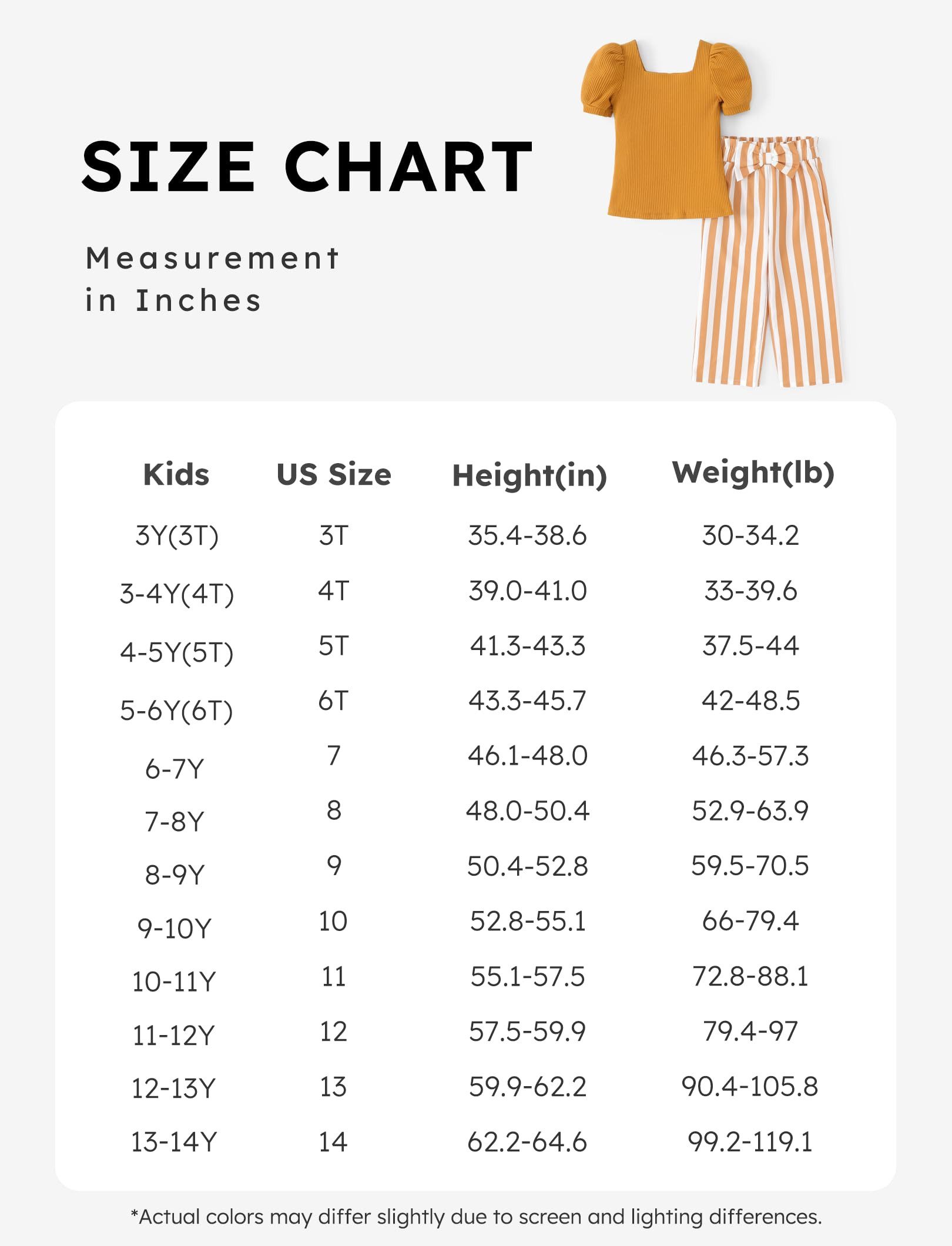 YI Kinderanzug Gestreift Gelb Weiß Mädchen sets,Viereckiger Ausschnitt Kurzarm