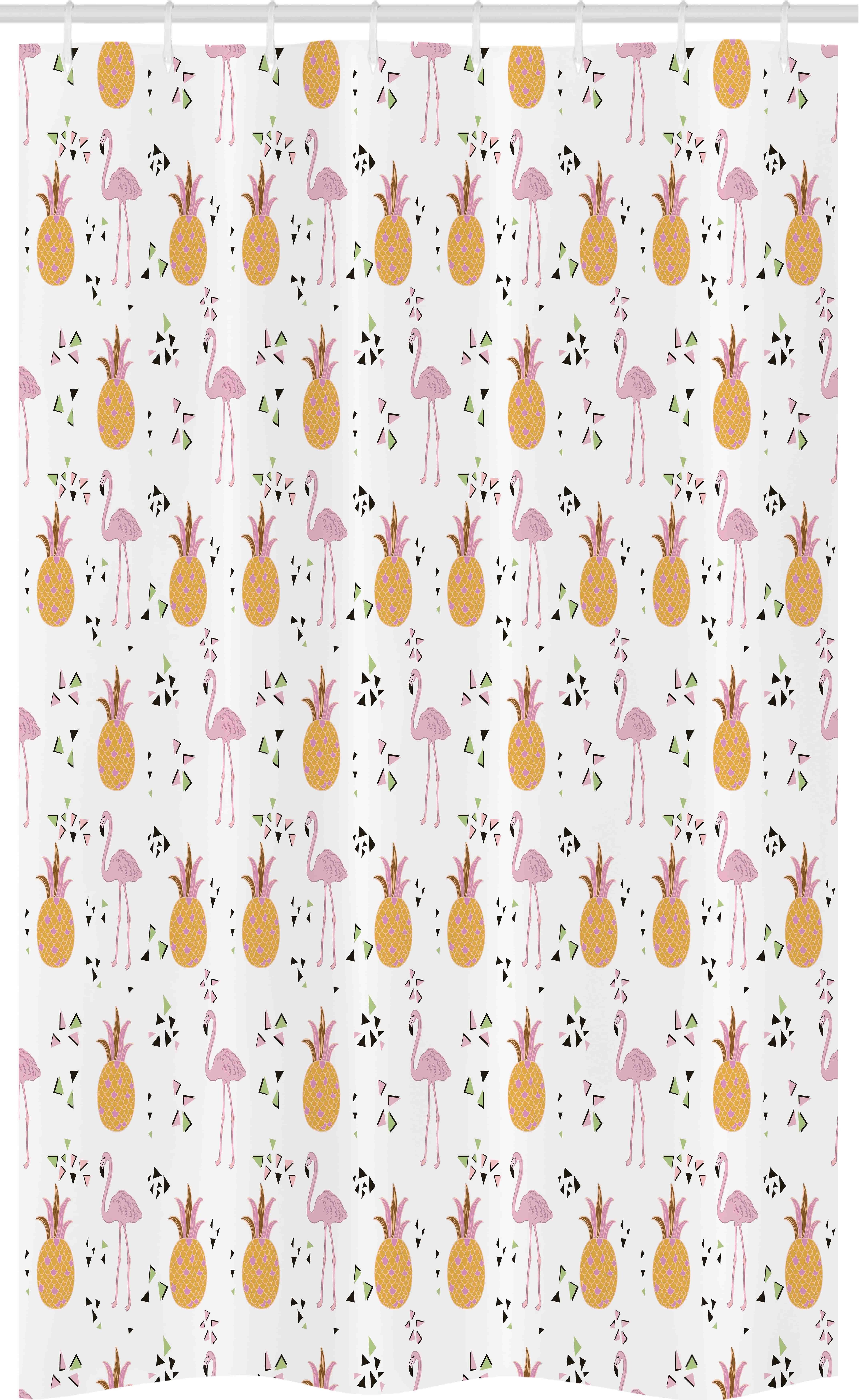 RnnJoile Flamingo-Duschvorhang – Tropisches Design In Rosa & Grau, 183 X 183 Cm, Mit 12 Haken