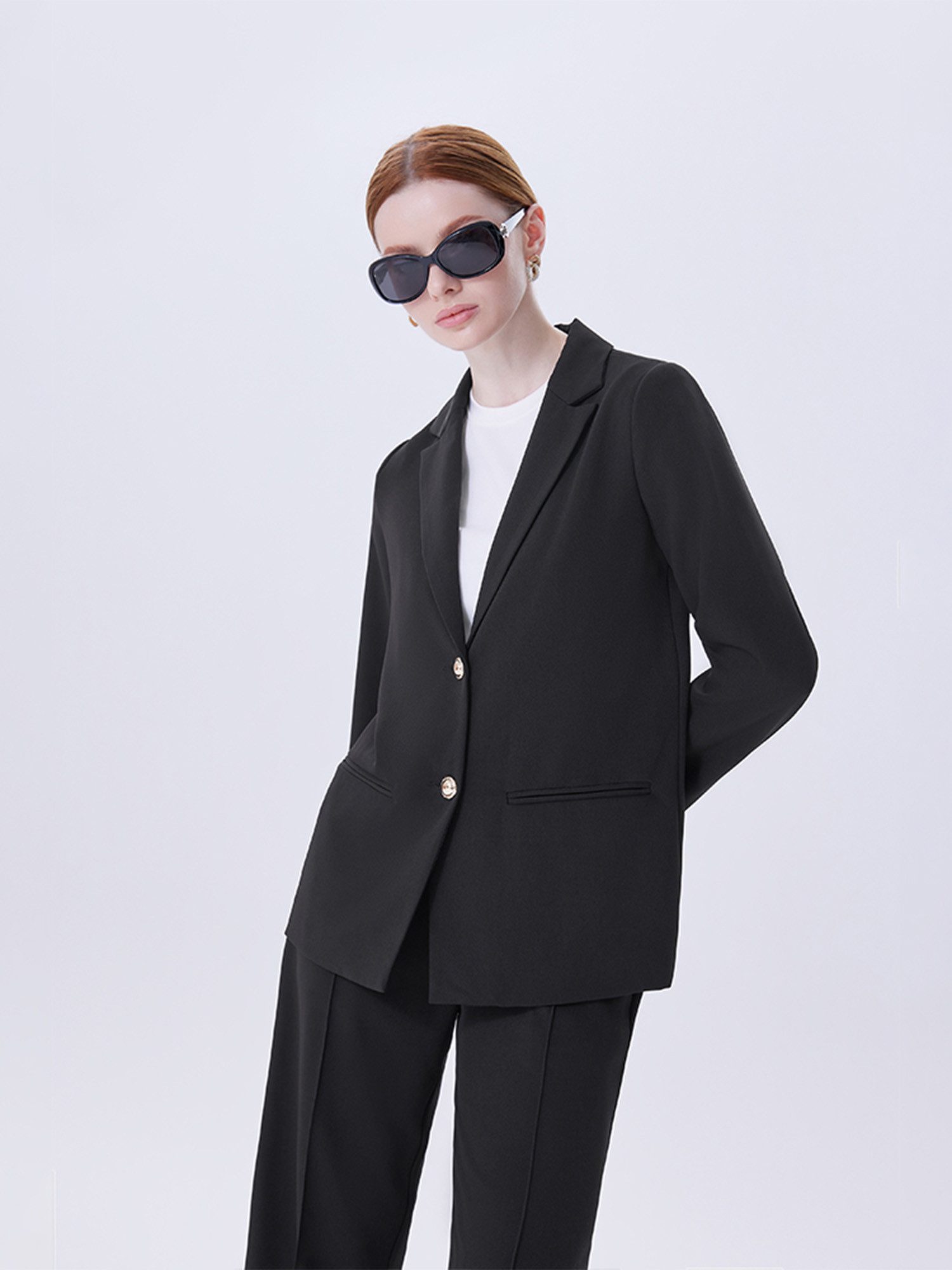 Jackenblazer Longblazer mit Knöpfen, eleganter Damenblazer, Business-Look, Freizeit