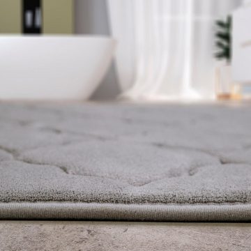 Badematte Corby 251 Paco Home, Höhe 13 mm, rutschhemmend beschichtet, fußbodenheizungsgeeignet, Polyester, rechteckig, Badteppich, Ornamente, Hoch-Tief Effekt, Memory-Foam Effekt