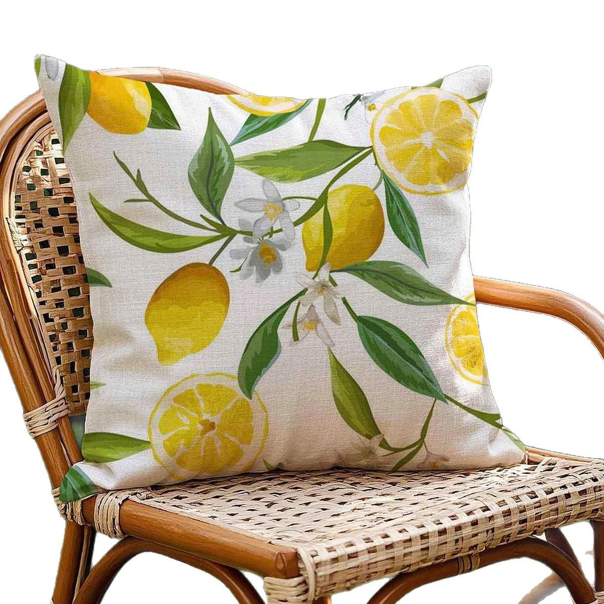 Zyronn Kissenbezug Outdoor Kissenbezug 45x45 cm Gelb Zitronen Kissenhüllen Outdoor, (2 Stück), Kissen Wetterfest Sofakissen Dekokissen Gartenkissen Couchkissen