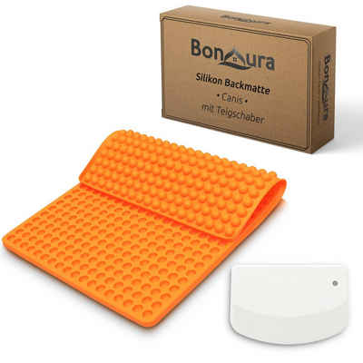 BonAura Backmatte »Silikon CANIS, Ausrollmatte wiederverwendbar, Backunterlage inklusive Teigschaber«, (Spar-Set, 2-tlg), rutschfest, hitzebeständig, spülmaschinengeeignet