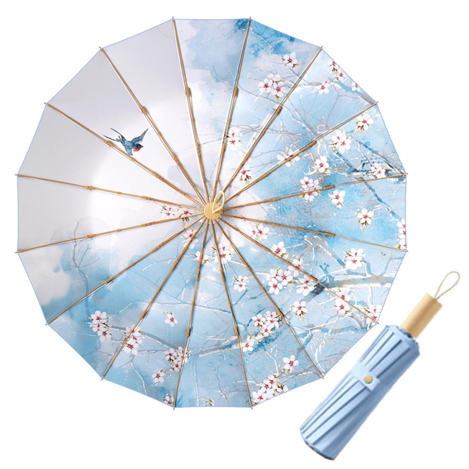 Diwzbyn Taschenregenschirm Klappschirm im Ethno-Stil – ein tragbarer Regenschirm, Spendet Schatten und kann als Kunstwerk dienen.