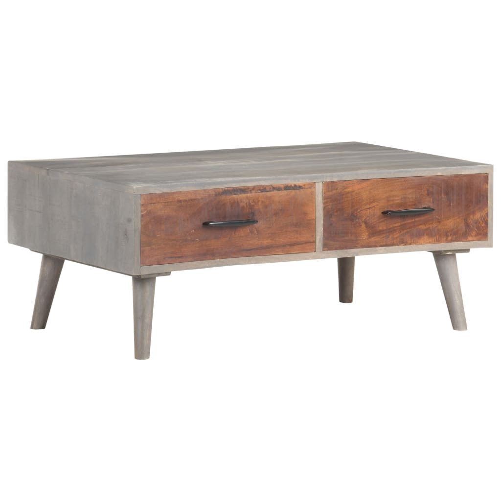 vidaXL Couchtisch Couchtisch Grau 100x60x40 cm Raues -Massivholz