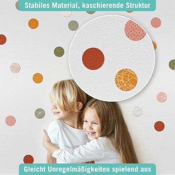 lovely label Wandsticker Punkte salbei/orange/rose/olive - Wandtattoo - Wanddeko Kinderzimmer