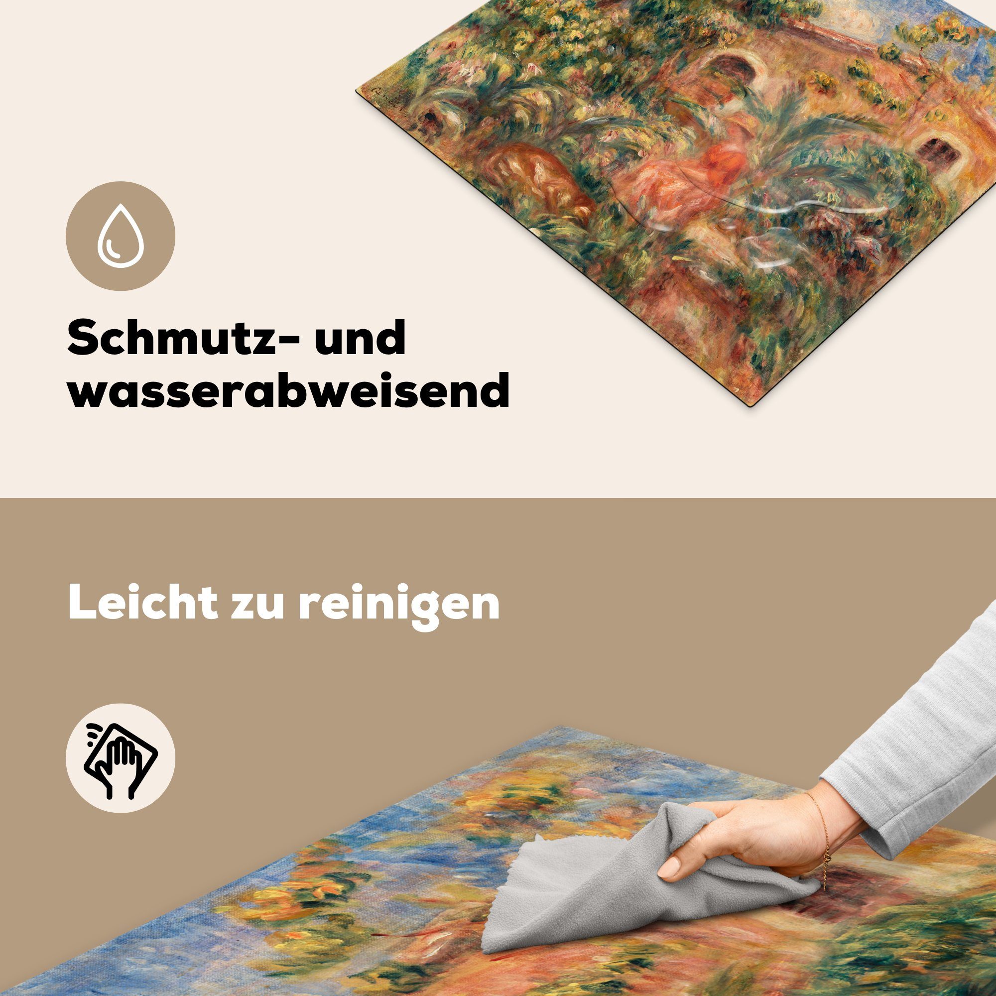 Mobile Herdblende-/Abdeckplatte Malerei (1 60x52 Arbeitsfläche MuchoWow Kunst Renoir, nutzbar, cm, - Vinyl, Ceranfeldabdeckung - tlg),