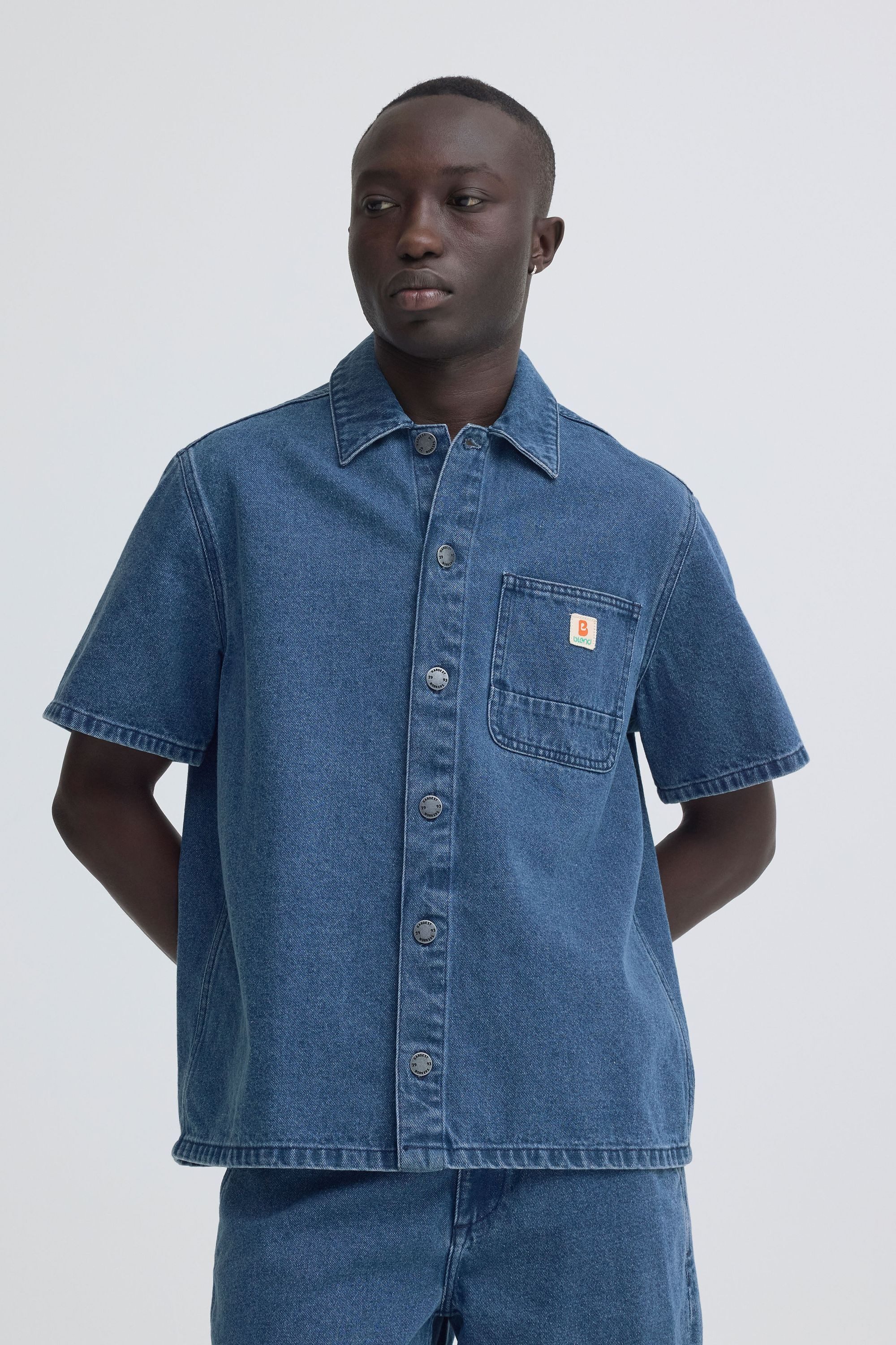 Blend Jeanshemd BHIgs Overshirt Workwear Lässiges Overshirt/Hemd mit Brusttasche
