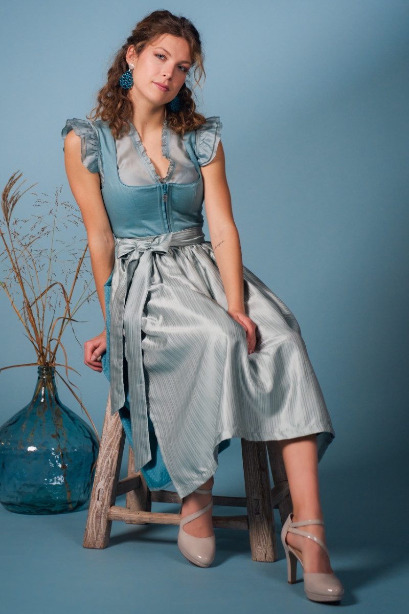 MarJo Dirndl Midi Dirndl 2tlg. - RINGELAI - capriblau günstig online kaufen