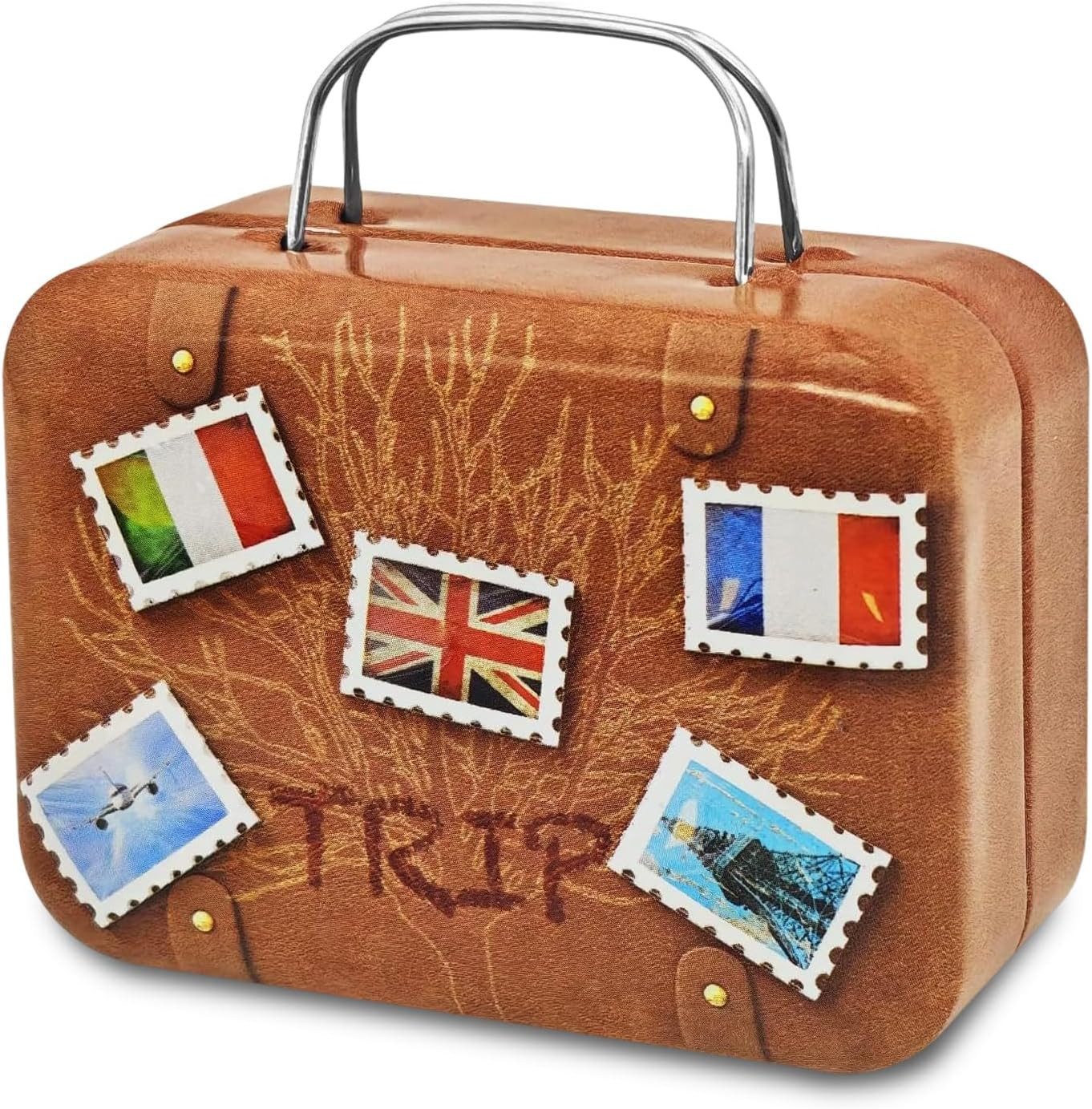 FELIXLEO Kinderkoffer Retro Mini Reisekoffer Weißblech Geschenkbox Bunt