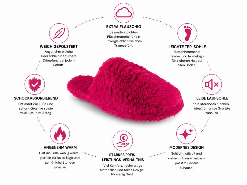 Fluffys Softina Damen Pantoffeln, pink, warm, weich Hausschuh – Bild 2 von 5