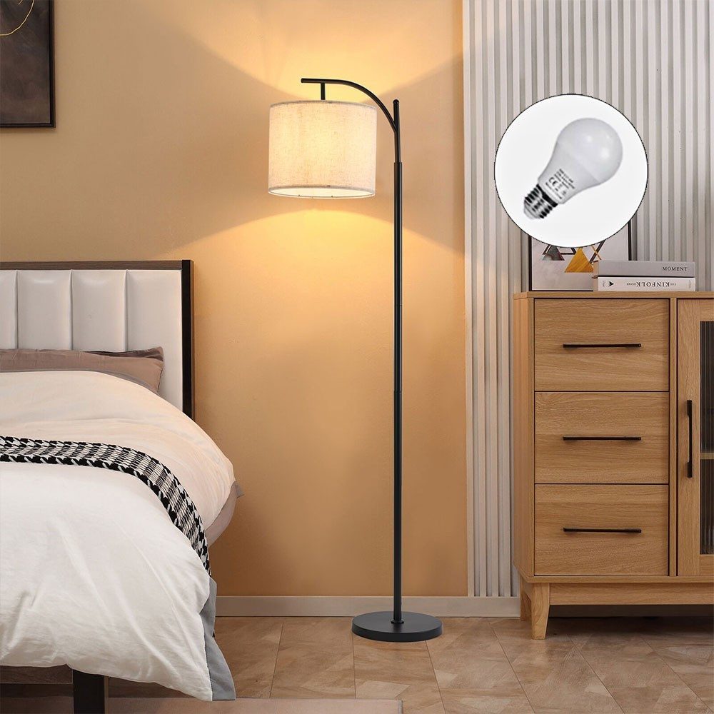 LED Stehlampe 175cm Stehlampe Wohnzimmer Stehleuchte E27 12W Leuchtmittel inklusive