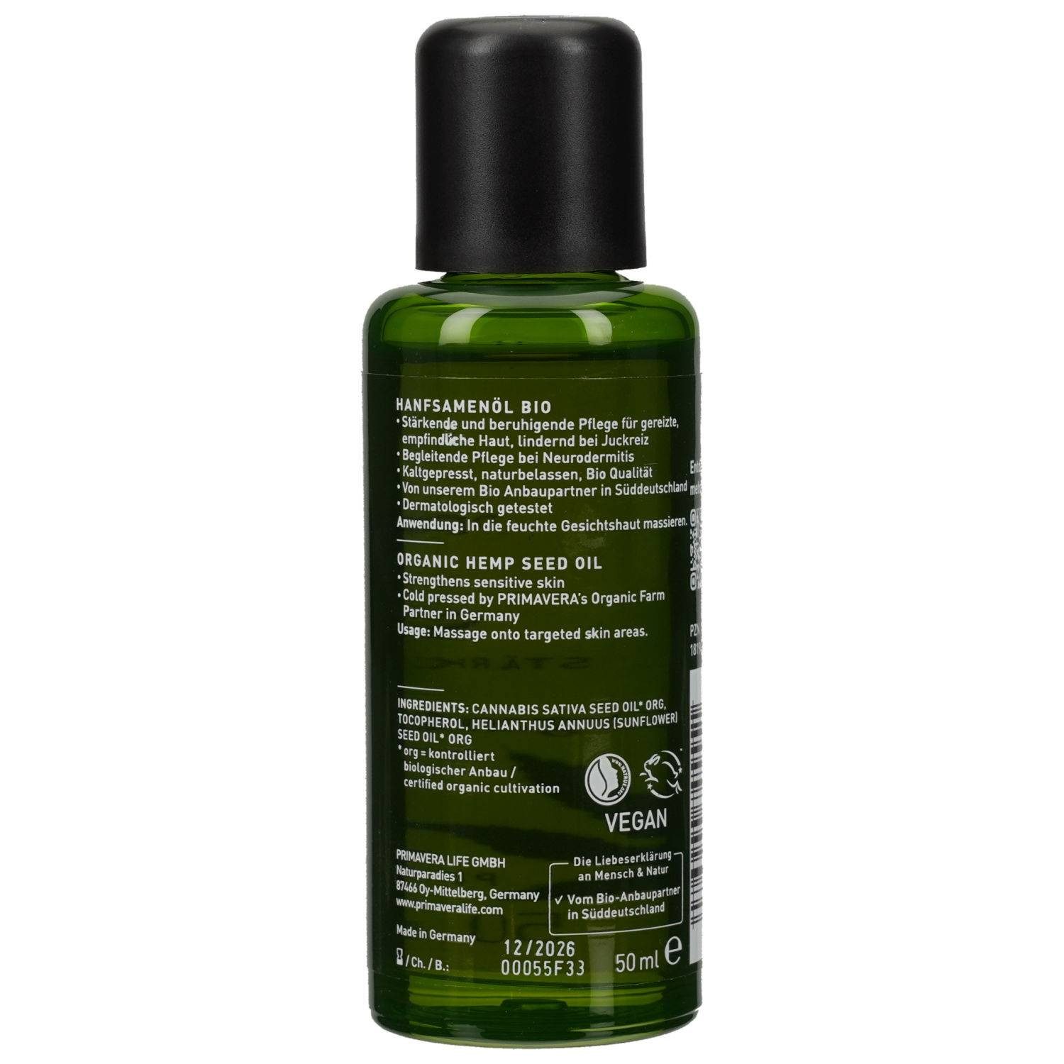 Primavera Life GmbH Körperöl Primavera HANFSAMENÖL Bio 50ml PZN 18194921