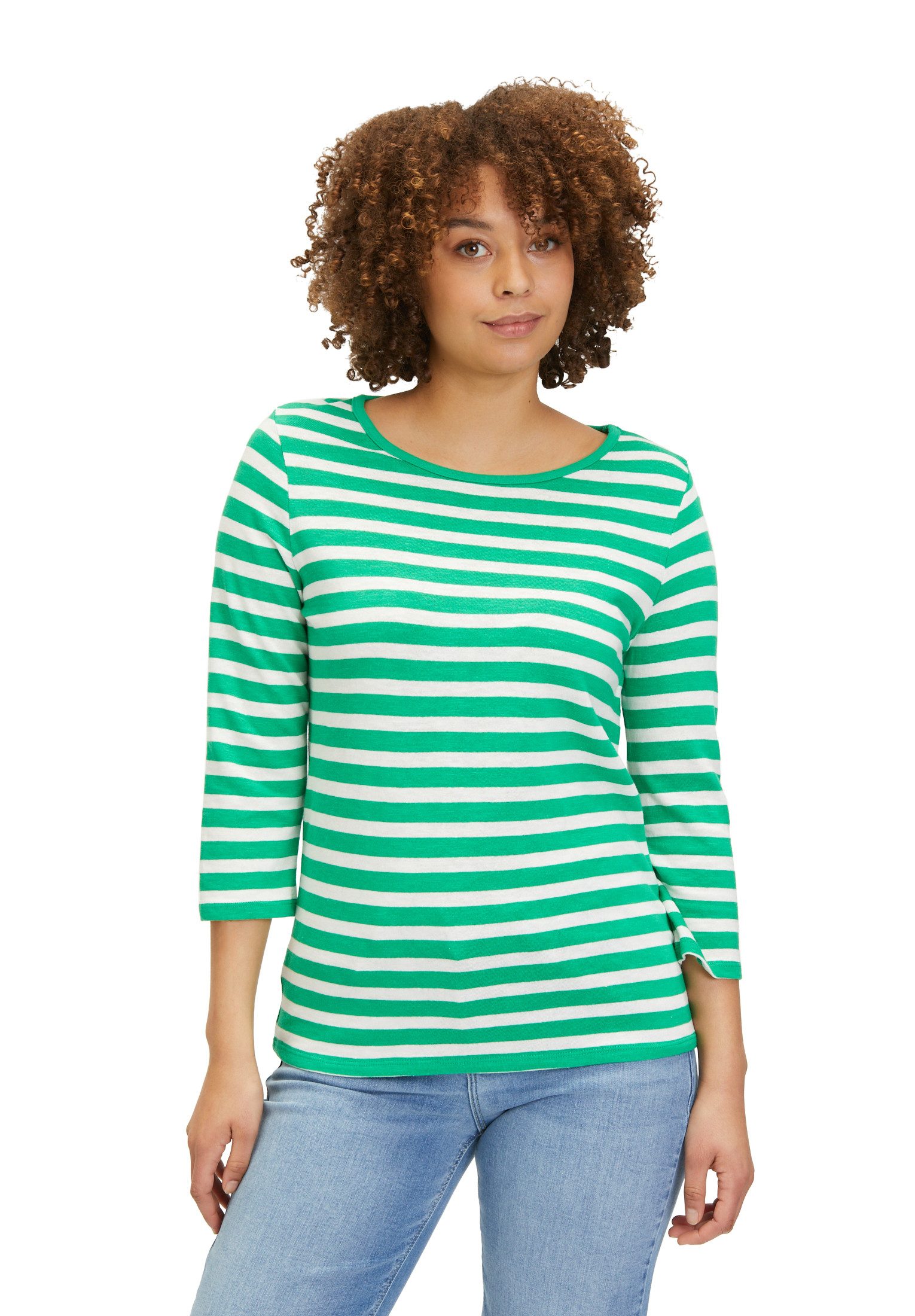 Cartoon 3/4-Arm-Shirt Cartoon Rundhals-Shirt mit 3/4 Arm (1-tlg) Material
