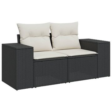 vidaXL Loungesofa 8-tlg. Garten-Sofagarnitur mit Kissen Schwarz Poly Rattan, 1 Teile