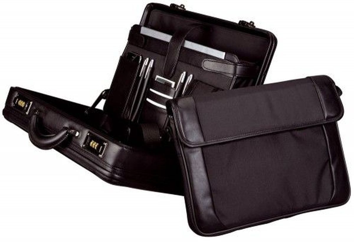 Alassio Attaché-Koffer , MODICA, , Lederimitat/Nylon, schwarz
