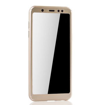 König Design Handyhülle Samsung Galaxy A6 Plus (2018), Samsung Galaxy A6 Plus (2018) Handyhülle 360 Grad Schutz Full Cover Gold