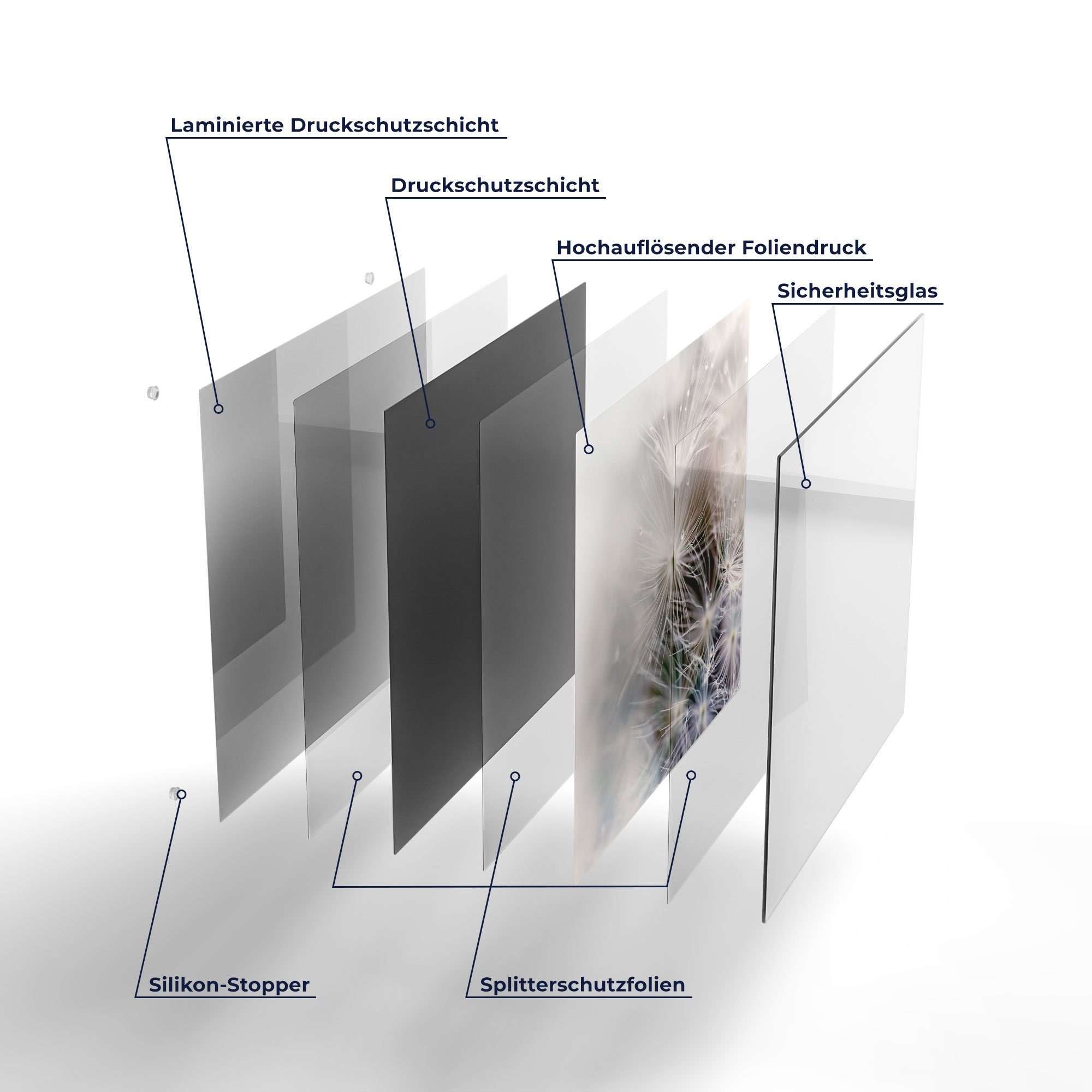 Pusteblume', Herdabdeckplatte Glas Glas, Herd Ceranfeld DEQORI Herdblende-/Abdeckplatte 'Detailaufnahme (1 tlg),