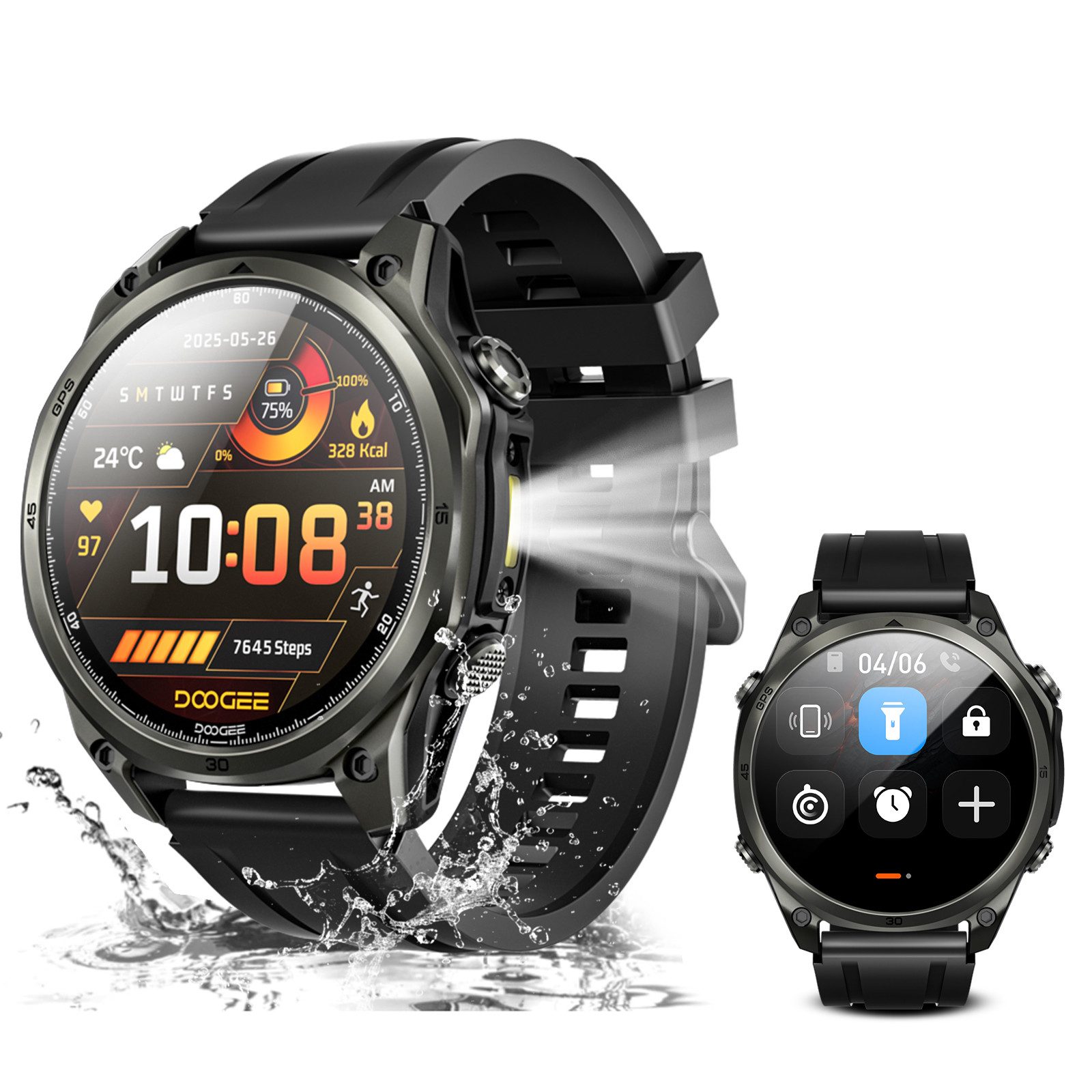 DOOGEE 2026 Smartwatch Herren Outdooruhr Militär 14 Tage Akku 178 Sportmodi Smartwatch